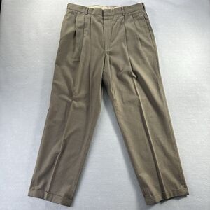 Vintage OTC Corbin Houndstooth Men’s Dress Pants 35x29 Pleated Off‎ The Cuff Tan